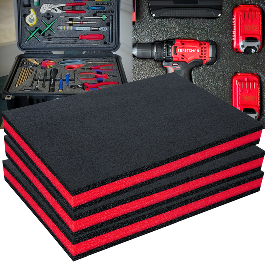 Tool Box Foam 3Pack 16x12x2 inch, Foam Inserts for Cases, Polyethylene Tool Foam Sheets, Drawer Liner Foam, Toolbox Kaizen Organizer and Storage Tool Shadow