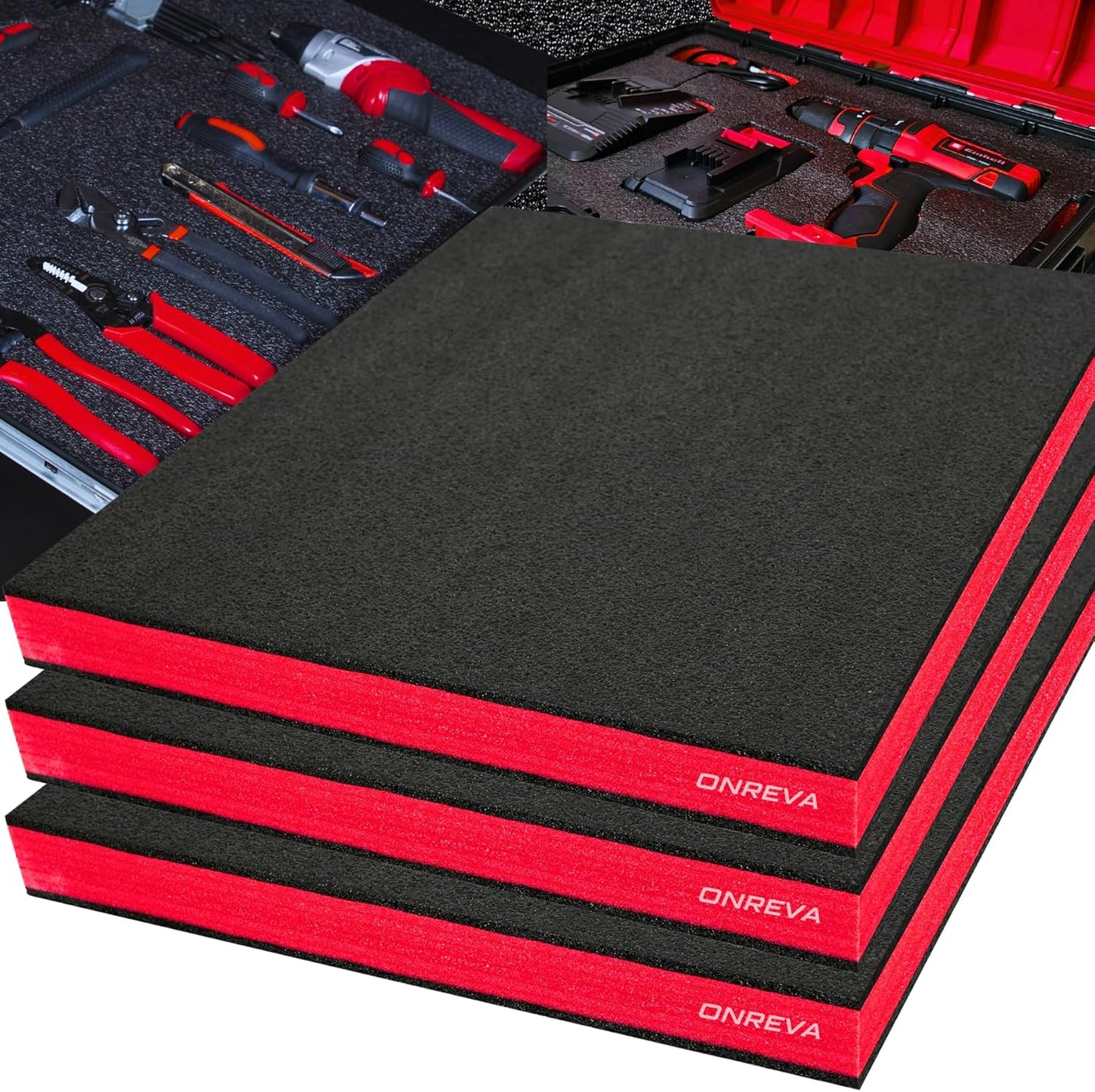 Tool Box Foam, 3Pack 22x18x1.5 inch, Foam Inserts for Cases, Polyethylene Storage Sheets for Toolbox Hard Case, Tool Shadow Insert, Kaizen Organizer Sheet