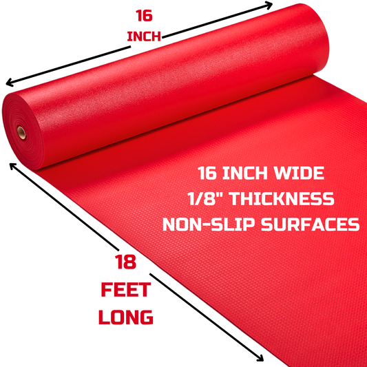 Tool Box Liner 16" Wide x 18 Ft, 1/8" Thick Heavy Duty Toolbox Drawer Liners for Tool Chest Cabinet Workbench & Garage Shelf, Protective Non-Slip Mat for Mechanics & Workshops, Red
