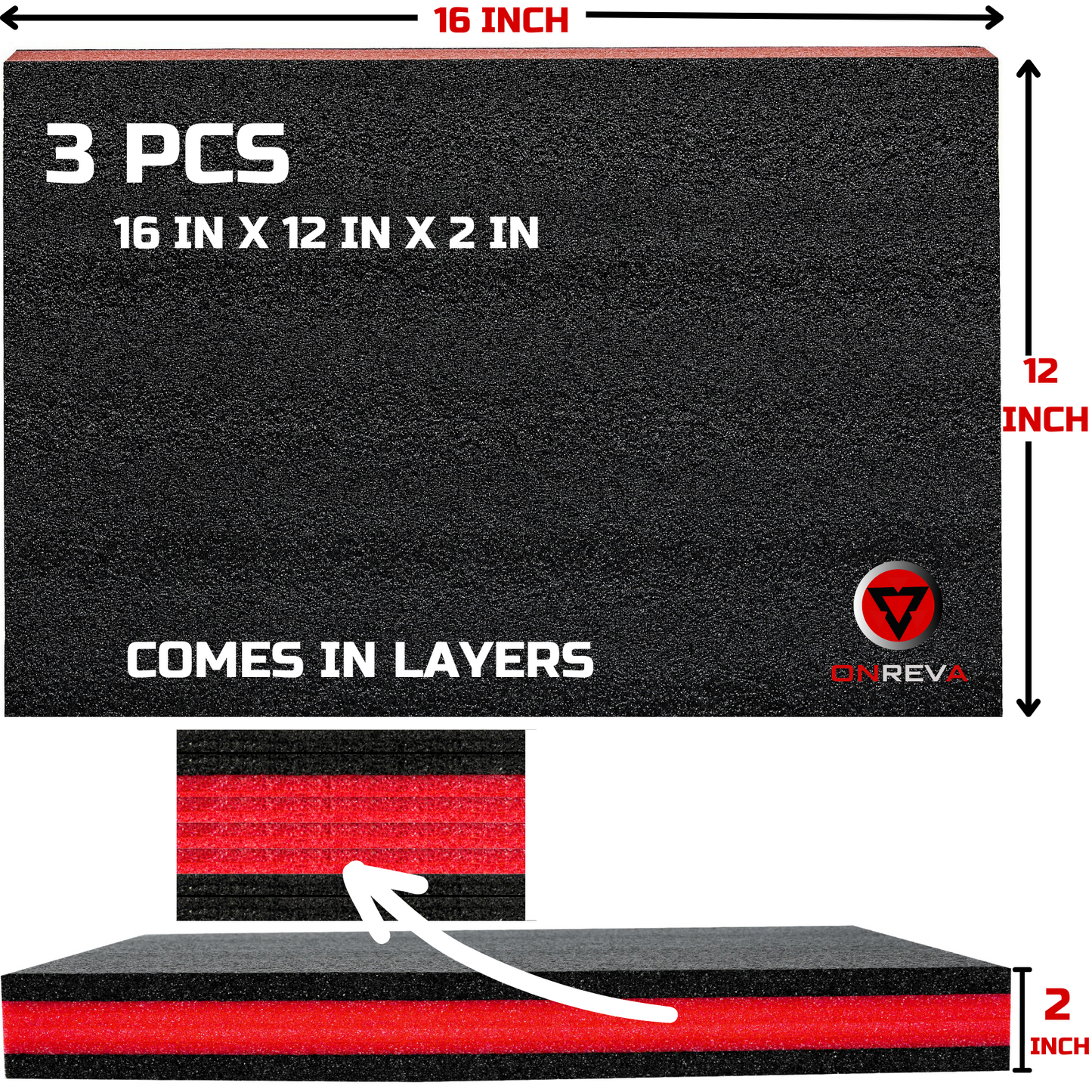 Tool Box Foam 3Pack 16x12x2 inch, Foam Inserts for Cases, Polyethylene Tool Foam Sheets, Drawer Liner Foam, Toolbox Kaizen Organizer and Storage Tool Shadow