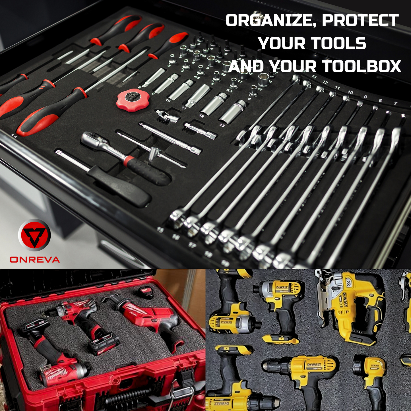 Tool Box Foam 3Pack 22x18x2 inch, Foam Inserts for Cases, Polyethylene Tool Foam Sheets, Drawer Foam Liner, Tool Box Organizers and Storage, Toolbox Shadow Organizer