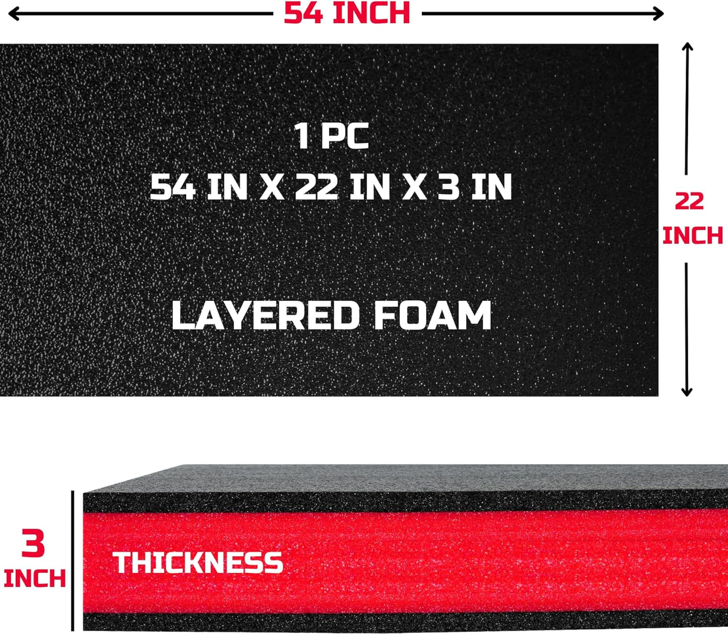 Tool Box Foam, 1PC 54x22x3 inch, Foam Inserts for Cases, Polyethylene Storage Sheets for Toolbox Hard Case, Tool Shadow Insert, Kaizen Organizer Sheet