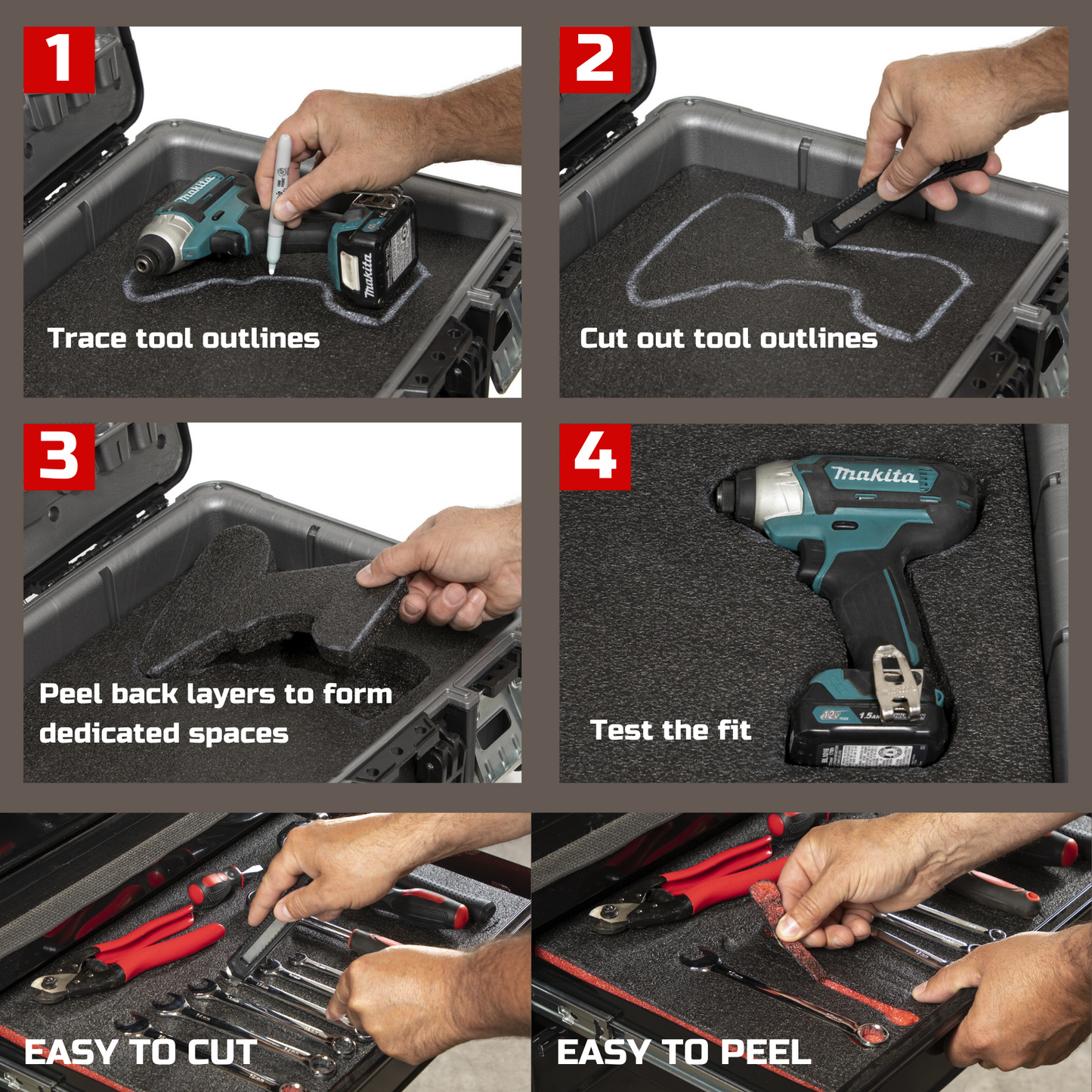 Tool Box Foam 3Pack 22x18x2 inch, Foam Inserts for Cases, Polyethylene Tool Foam Sheets, Drawer Foam Liner, Tool Box Organizers and Storage, Toolbox Shadow Organizer