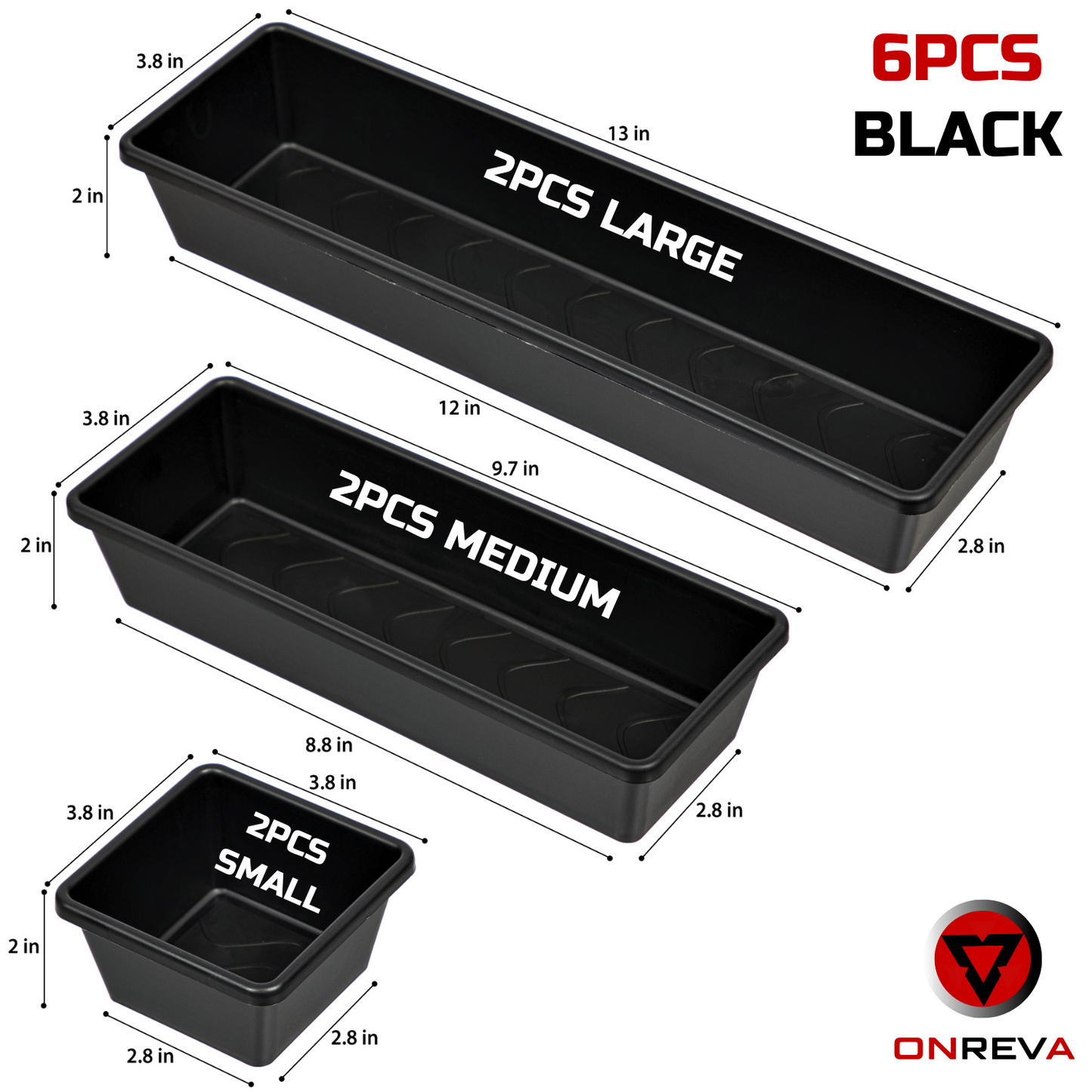 ONREVA 6 PCs Tool Box Organizer Tray Set, Toolbox Storage Non-slip Trays, Rolling Tool Chest Drawer Dividers, Tool Cabinet Bins, Hardware, Screws, Nuts, Screwdrivers, pliers, Small Tools Organization