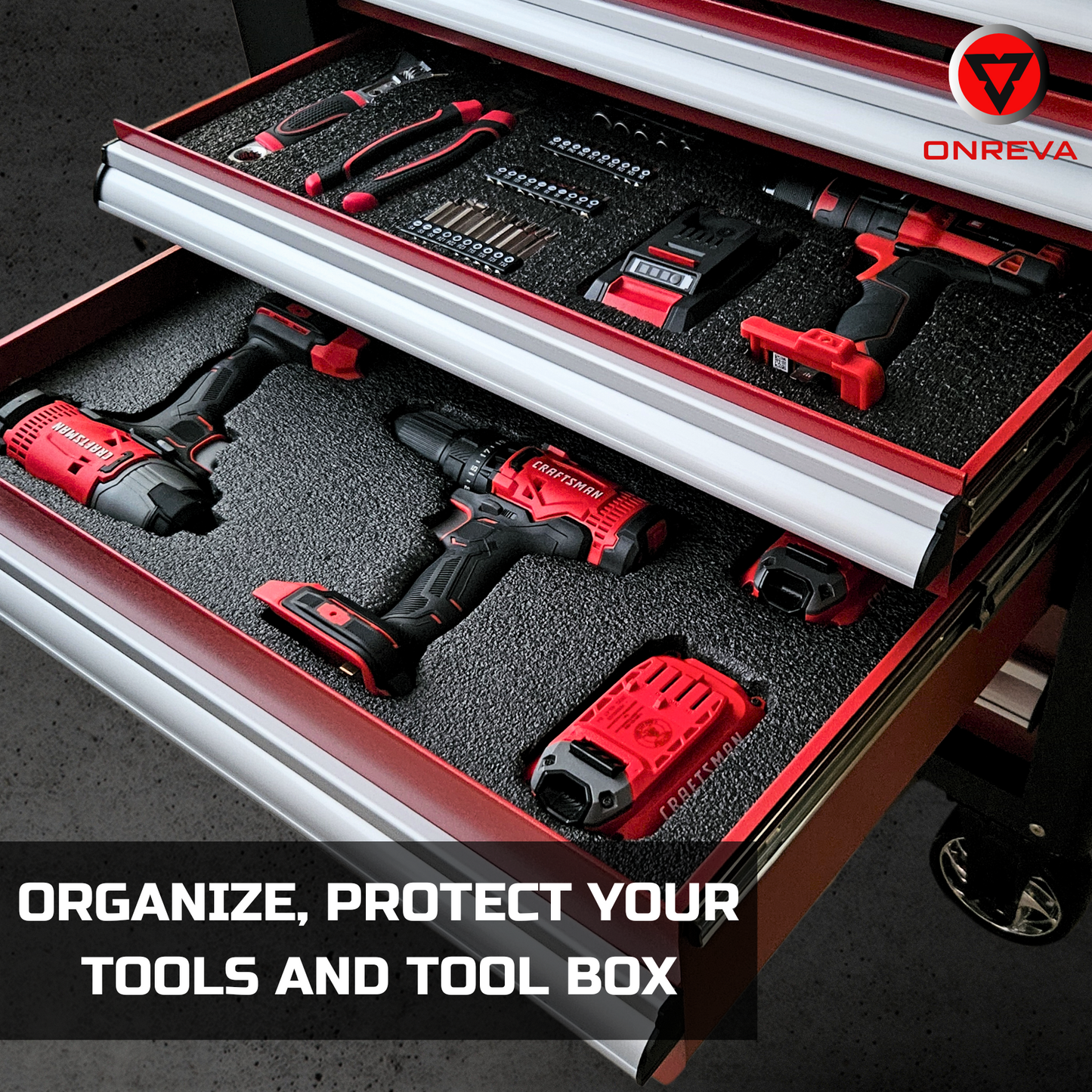 Tool Box Foam 2Pack 30x22x2 inch, Foam Inserts for Cases, Polyethylene Tool Foam Sheets, Gun Case Foam, Toolbox Drawer Foam Liner, Tool Box Organizer and Storage, Red with Black