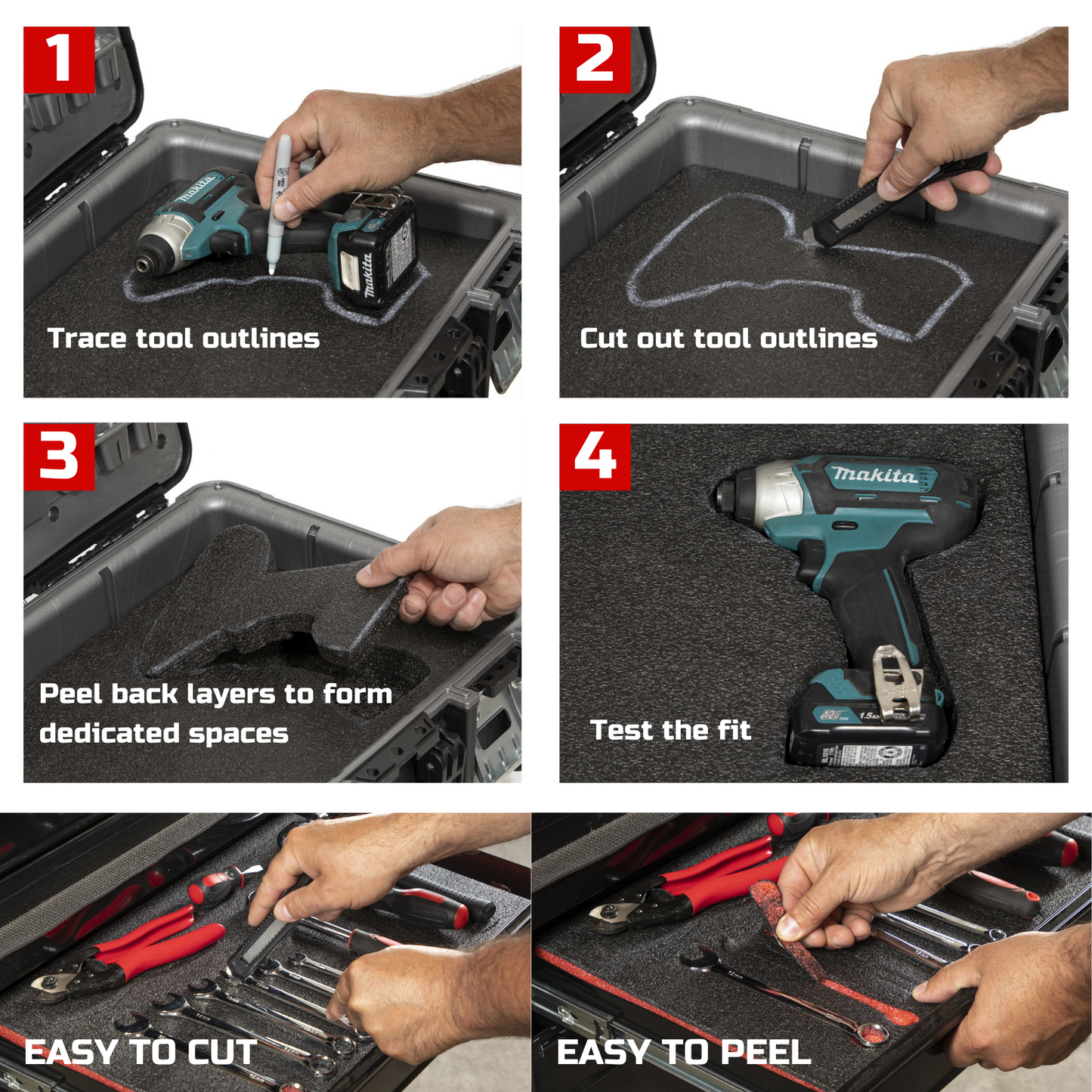 Tool Box Foam 2Pack 48x24x2 inch, Foam Inserts for Cases, Polyethylene Tool Foam Sheets, Gun Case Foam, Toolbox Drawer Foam Liner, Tool Box Organizer and Storage