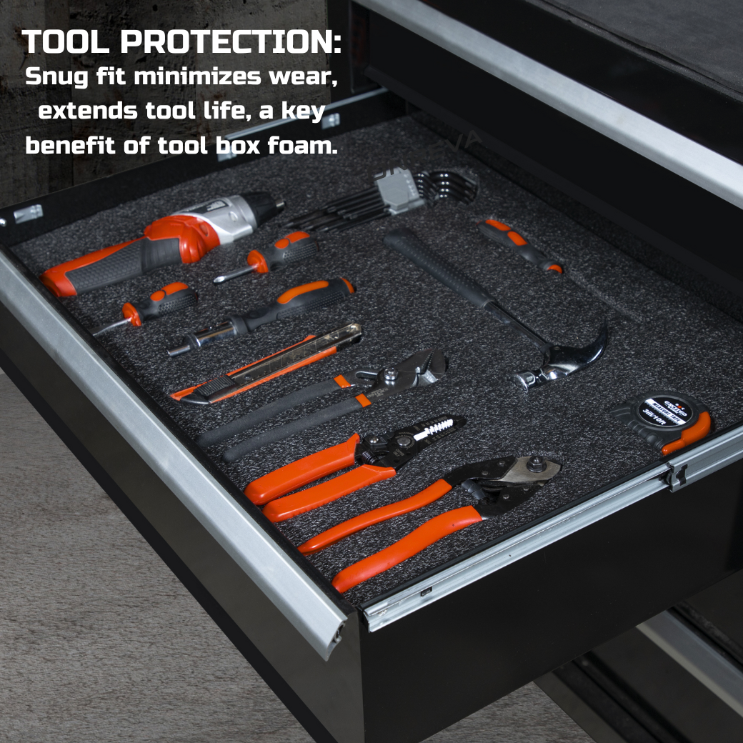 Tool Box Foam, 1PC 48x24x1 inch, Foam Inserts for Cases, Polyethylene Storage Sheets for Toolbox Hard Case, Tool Shadow Insert, Kaizen Organizer Sheet, Black with Orange