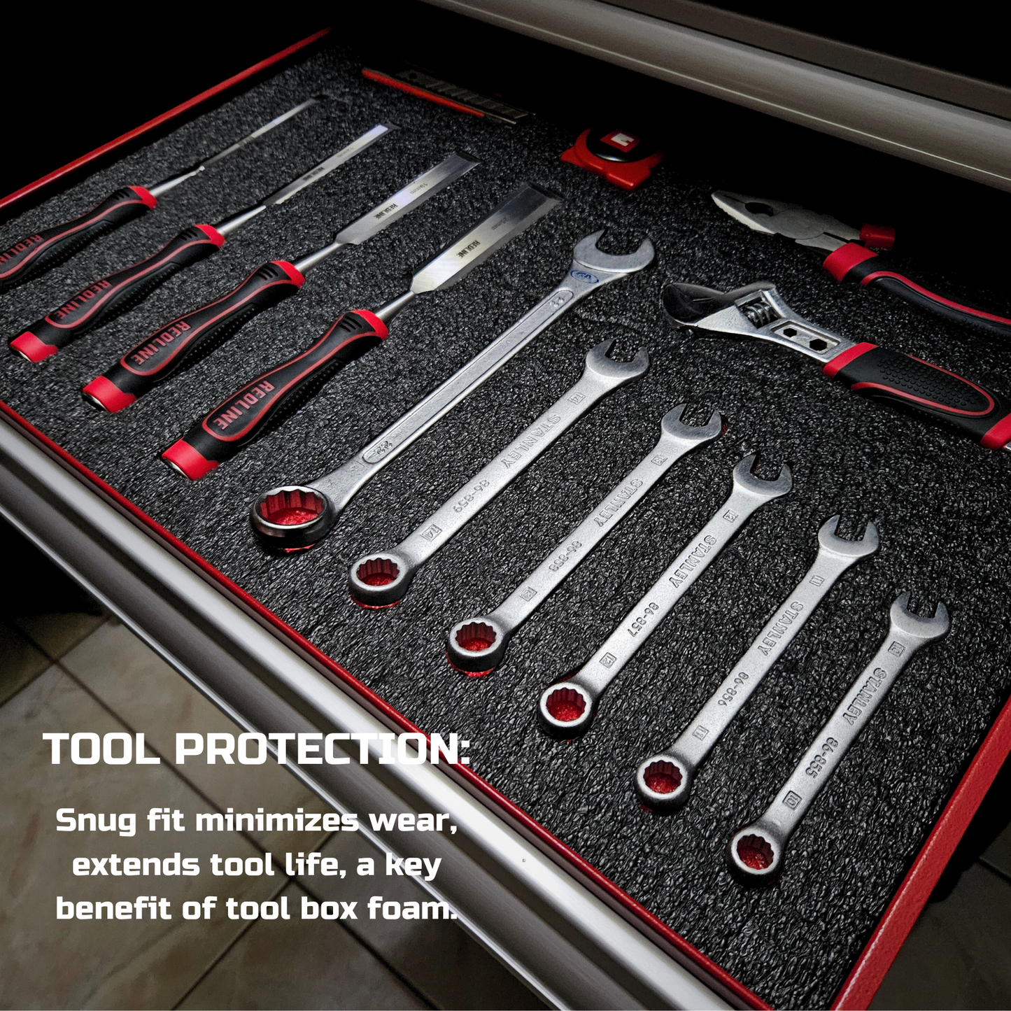 Tool Box Foam 2Pack 30x22x2 inch, Foam Inserts for Cases, Polyethylene Tool Foam Sheets, Gun Case Foam, Toolbox Drawer Foam Liner, Tool Box Organizer and Storage, Red with Black