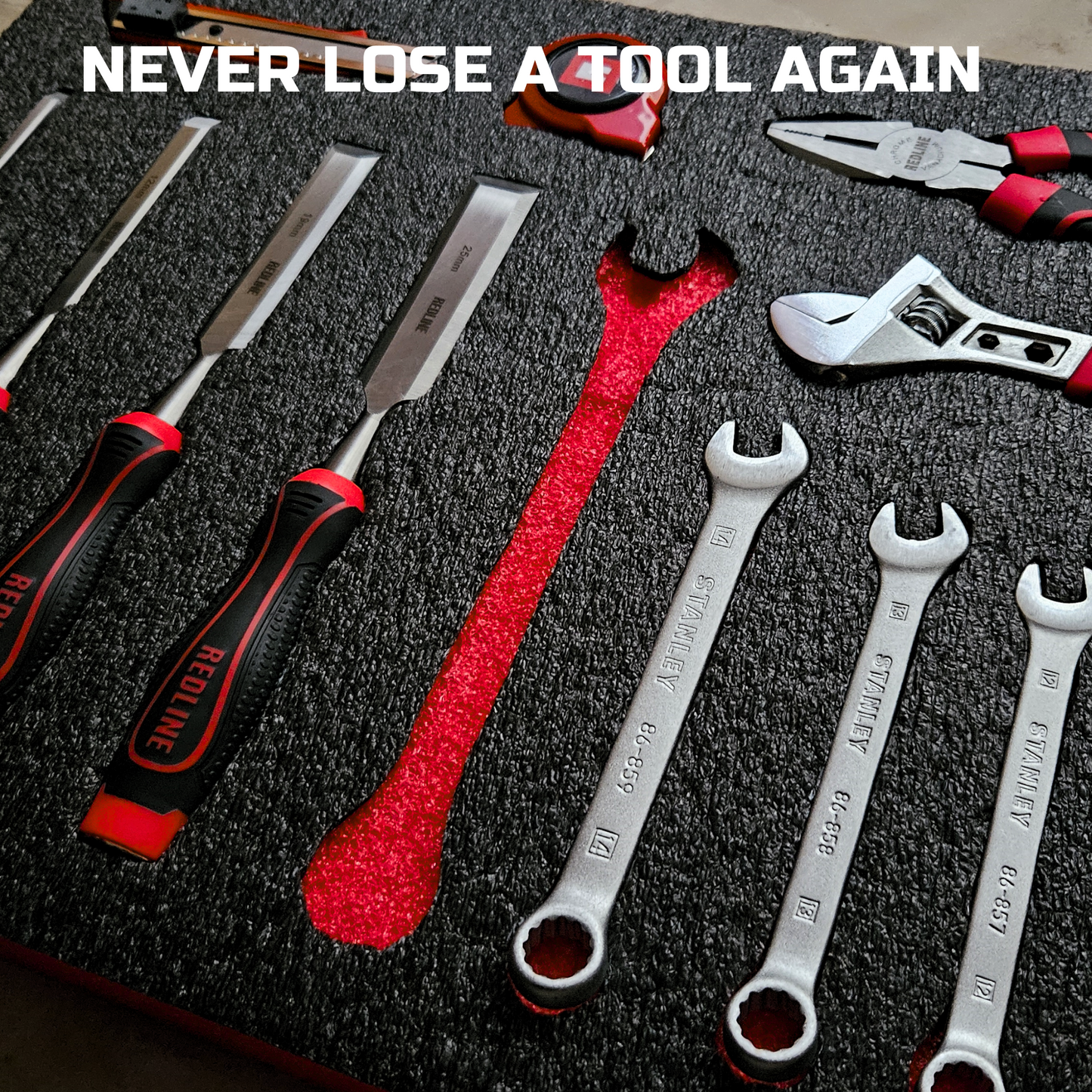 Tool Box Foam 3Pack 48x24x1 inch, Foam Inserts for Cases, Polyethylene Tool Foam Sheets, Drawer Liner Foam, Toolbox Kaizen Organizer and Storage Tool Shadow, Red with Black