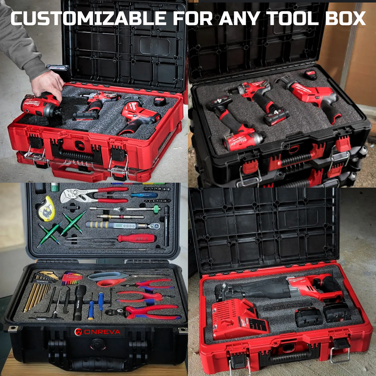 Tool Box Foam 3Pack 18x12x2 inch, Foam Inserts for Cases, Polyethylene Tool Foam Sheets, Drawer Foam Liner, Tool Box Organizers and Storage, Toolbox Shadow Organizer