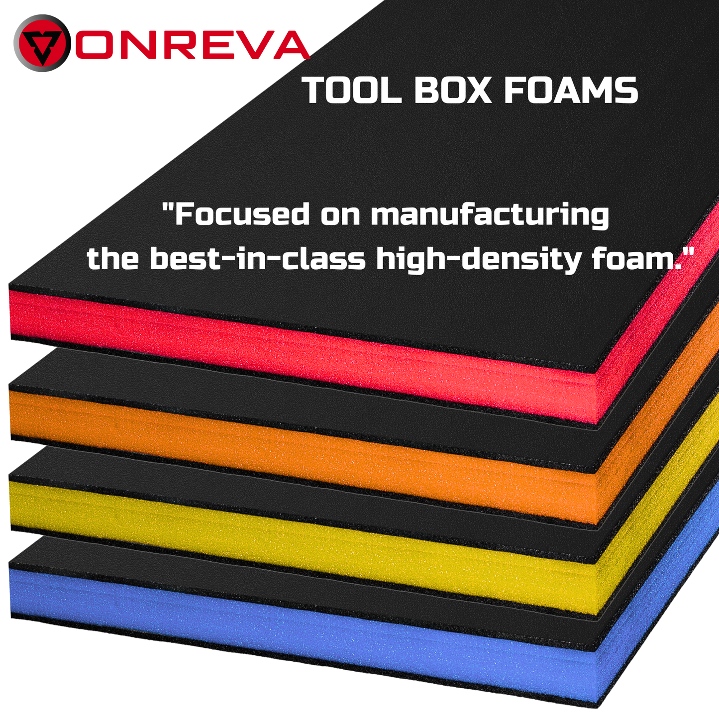 ONREVA Tool Box Foam 42x22x2 inch 2Pack, Foam Inserts for Cases, Polyethylene Storage Sheets for Toolbox Hard Case, Tool Shadow Insert, Kaizen Organizer Sheet, Black with Red