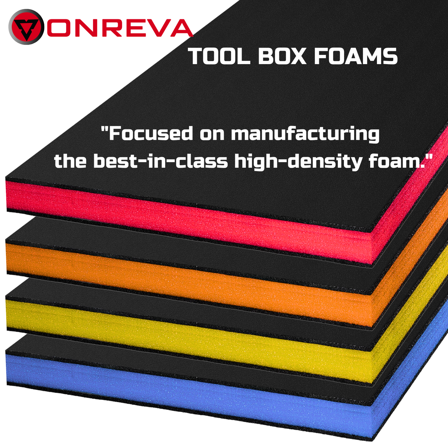 ONREVA Tool Box Foam 22x20x1 inch 3Pack, Foam Inserts for Cases, Polyethylene Storage Sheets for Toolbox Hard Case, Tool Shadow Insert, Kaizen Organizer Sheet, Black with Red