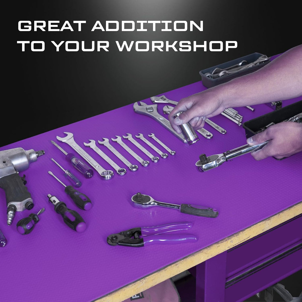 Tool Box Liner 24" Wide x 24 Ft, 1/8" Thick Heavy Duty Toolbox Drawer Liners for Tool Chest Cabinet Workbench & Garage Shelf, Protective Non-Slip Mat for Mechanics & Workshops, Purple