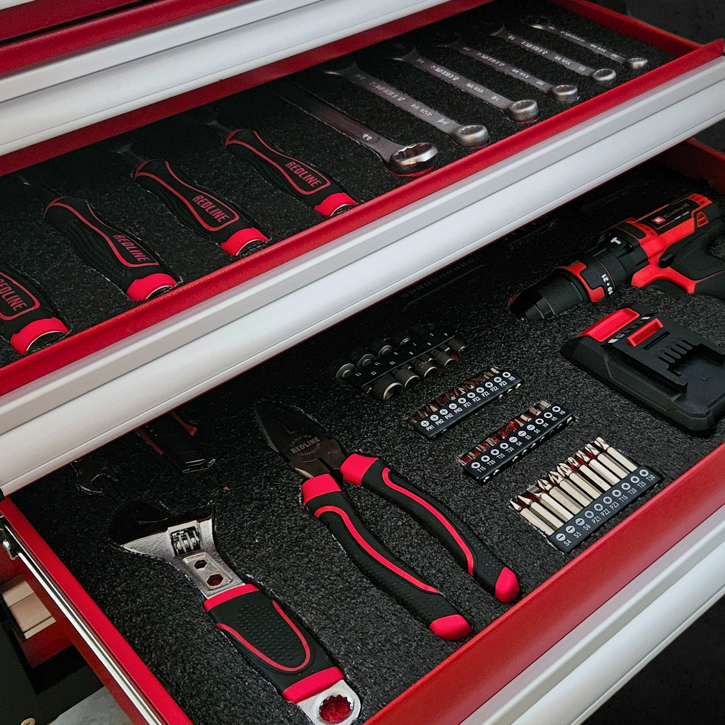 Tool Box Foam 2Pack 30x22x2 inch, Foam Inserts for Cases, Polyethylene Tool Foam Sheets, Gun Case Foam, Toolbox Drawer Foam Liner, Tool Box Organizer and Storage, Red with Black