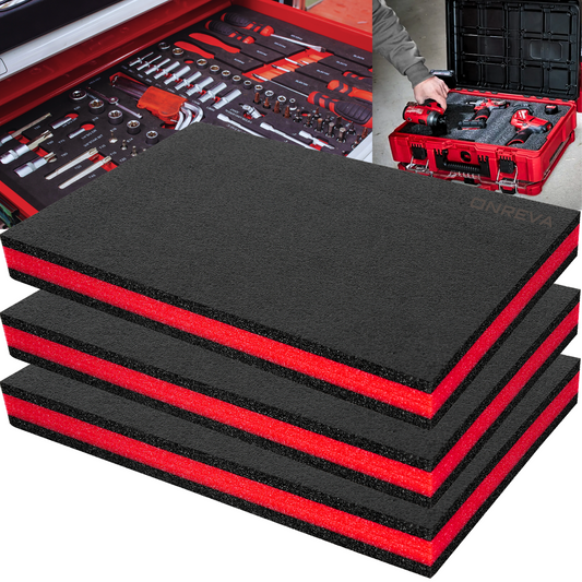 Tool Box Foam 3Pack 18x12x2 inch, Foam Inserts for Cases, Polyethylene Tool Foam Sheets, Drawer Foam Liner, Tool Box Organizers and Storage, Toolbox Shadow Organizer