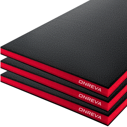 ONREVA Tool Box Foam Organizer 42x22x1 inch 3Pack, Kaizen Sheets for Pro Tool Control, Custom Tool Shadow Inserts for Cases & Drawers, High Density Polyethylene Foam, Black with Red