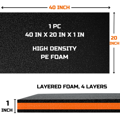 ONREVA Tool Box Foam Organizer 40x20x1 inch 1PC, Kaizen Sheets for Pro Tool Control, Custom Tool Shadow Inserts for Cases & Drawers, High Density Polyethylene Foam, Black with Orange