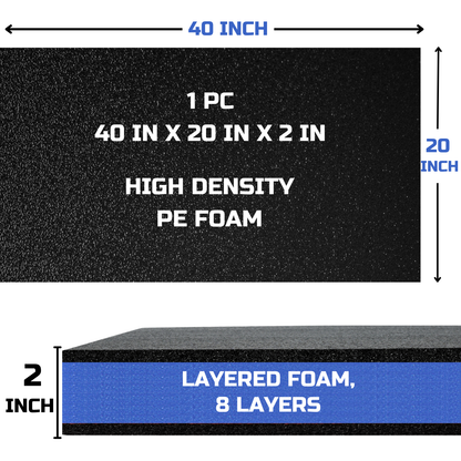 ONREVA Tool Box Foam Organizer 40x20x2 inch 1PC, Kaizen Sheets for Pro Tool Control, Custom Tool Shadow Inserts for Cases & Drawers, High Density Polyethylene Foam, Black with Blue