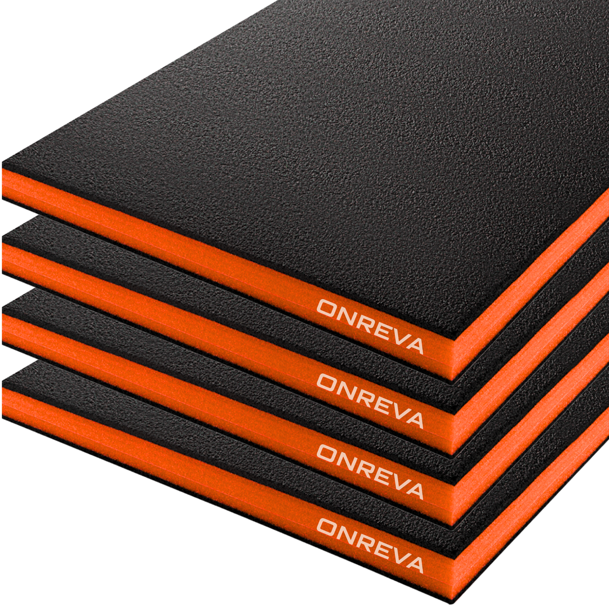 ONREVA Tool Box Foam Organizer 24x16x1 inch 4Pack, Kaizen Sheets for Pro Tool Control, Custom Tool Shadow Inserts for Cases & Drawers, High Density Polyethylene Foam, Black with Orange