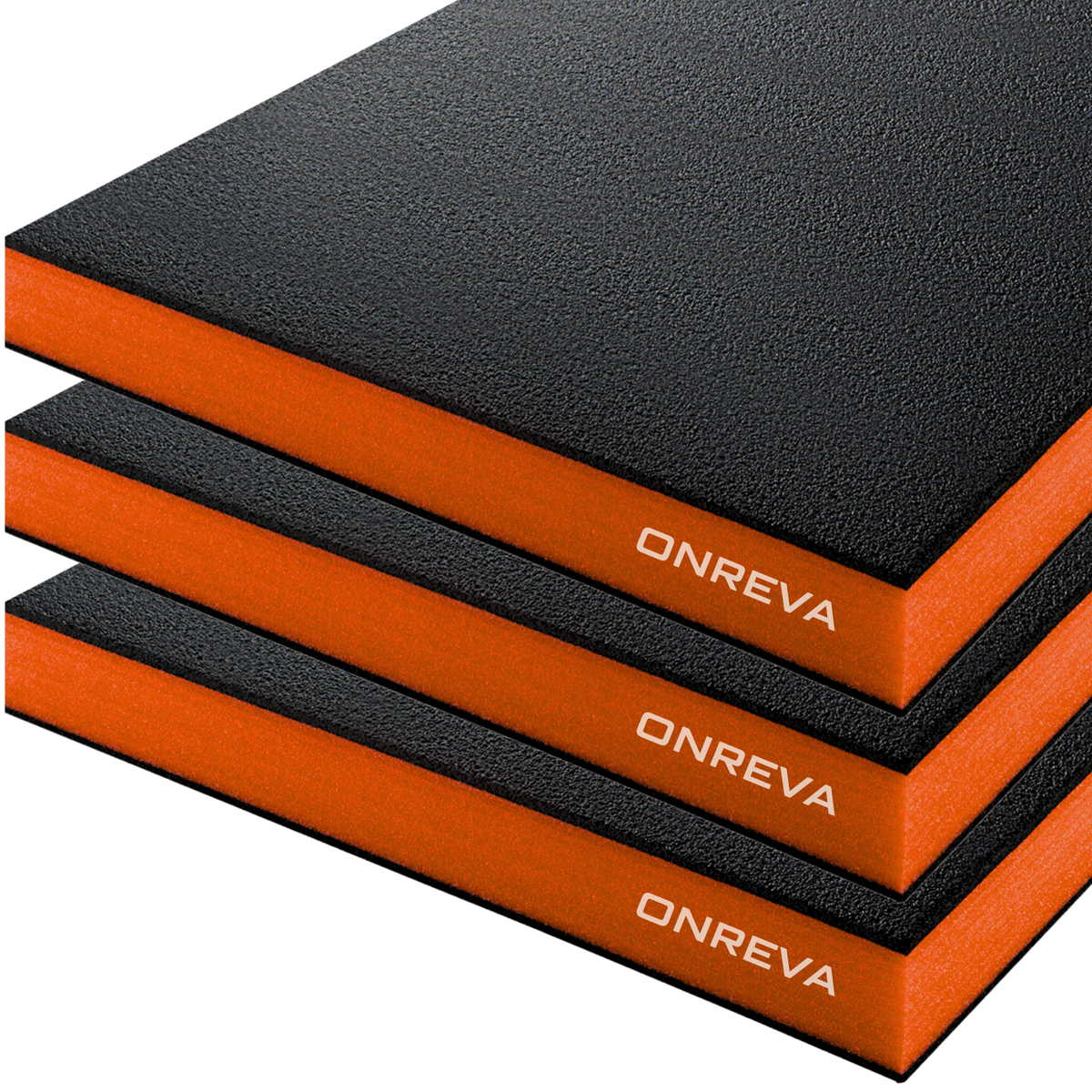 ONREVA Tool Box Foam Organizer 22x18x2 inch 3Pack, Kaizen Sheets for Pro Tool Control, Custom Tool Shadow Inserts for Cases & Drawers, High Density Polyethylene Foam, Black with Orange
