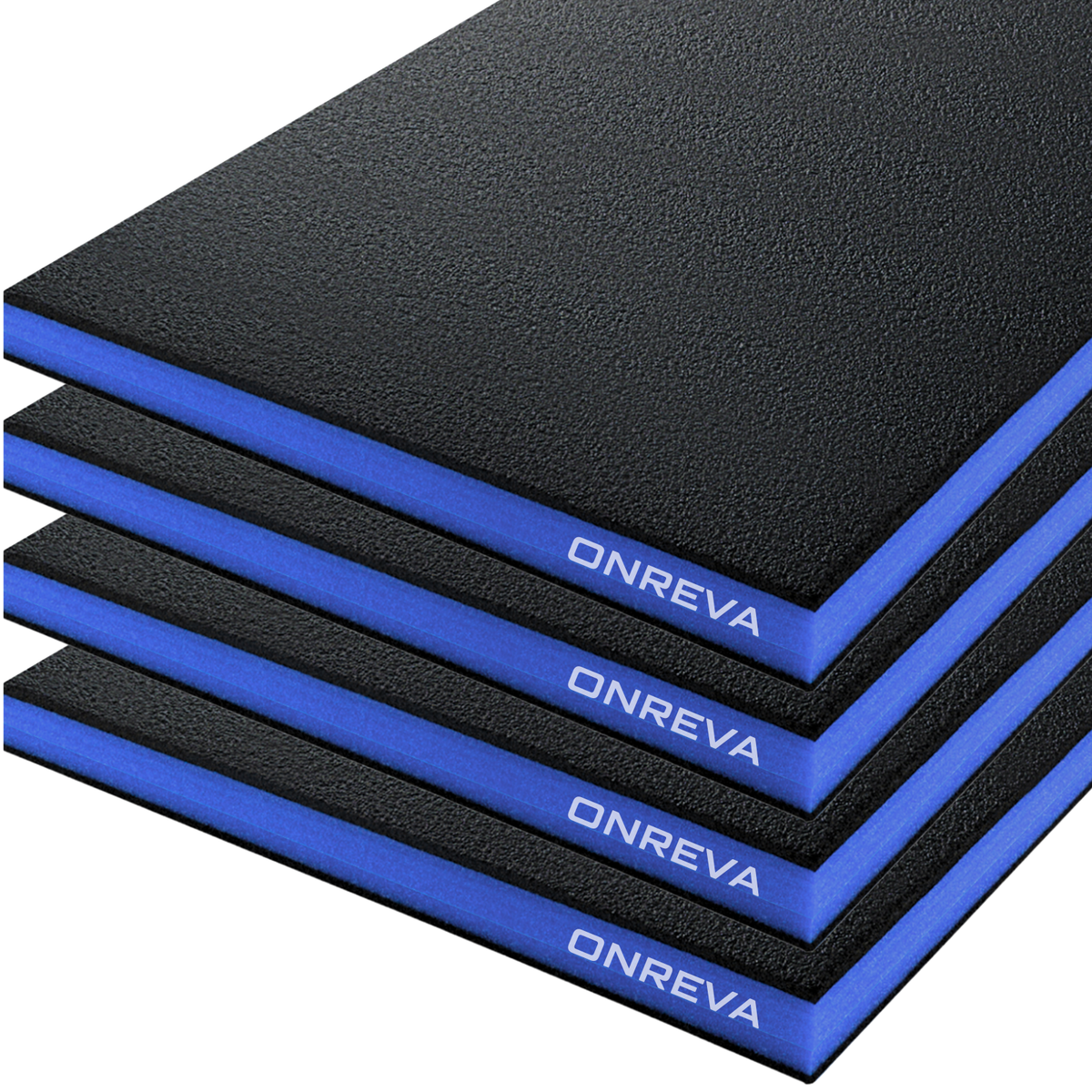 ONREVA Tool Box Foam Organizer 24x16x1 inch 4Pack, Kaizen Sheets for Pro Tool Control, Custom Tool Shadow Inserts for Cases & Drawers, High Density Polyethylene Foam, Black with Blue
