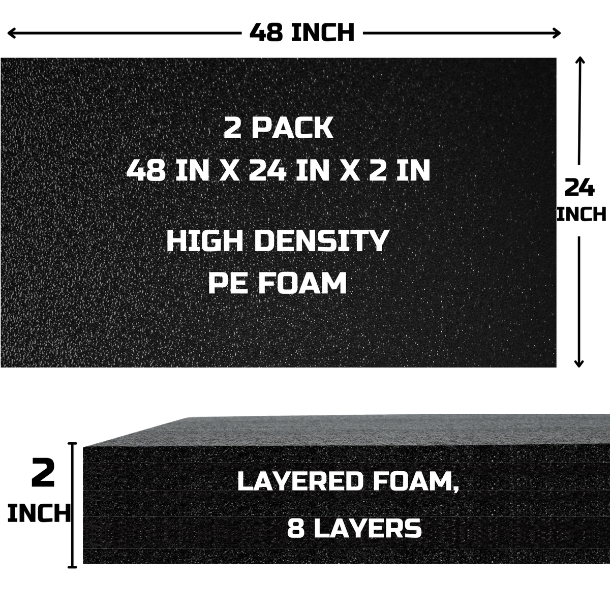 ONREVA Tool Box Foam Organizer 48x24x2 inch 2Pack, Kaizen Sheets for Pro Tool Control, Custom Tool Shadow Inserts for Cases & Drawers, High Density Polyethylene Foam, Black