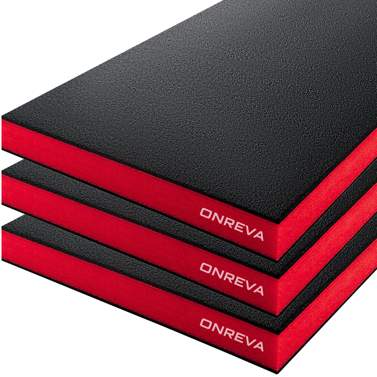 Tool Box Foam Organizer 18x12x2 inch 3Pack, Kaizen Sheets for Pro Tool Control, Custom Tool Shadow Inserts for Cases & Drawers, High Density Polyethylene Foam, Black with Red