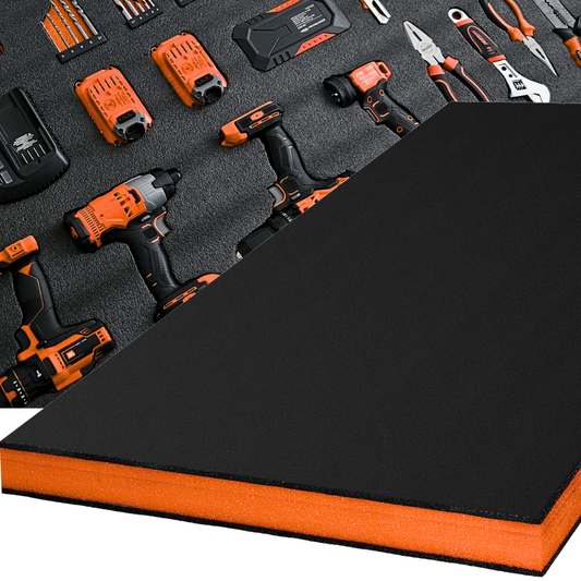 Tool Box Foam, 1PC 48x24x2 inch, Foam Inserts for Cases, Polyethylene Storage Sheets for Toolbox Hard Case, Tool Shadow Insert, Kaizen Organizer Sheet, Black with Orange