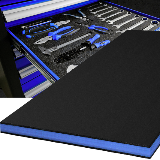Tool Box Foam, 1PC 48x24x1 inch, Foam Inserts for Cases, Polyethylene Storage Sheets for Toolbox Hard Case, Tool Shadow Insert, Kaizen Organizer Sheet, Black with Blue