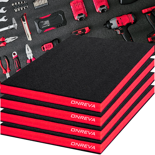 ONREVA Tool Box Foam 4Pack 16x12x1.5 inch, Foam Inserts for Cases, Polyethylene Storage Sheets for Toolbox Hard Case, Tool Shadow Insert, Kaizen Organizer Sheet