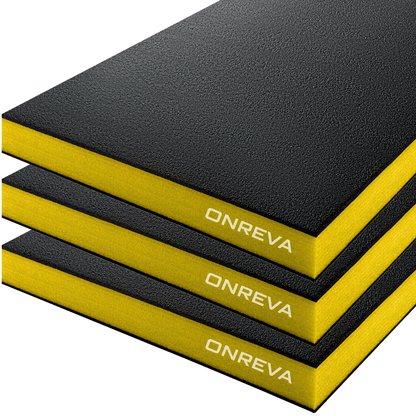ONREVA Tool Box Foam Organizer 22x12x2 inch 3Pack, Kaizen Sheets for Pro Tool Control, Custom Tool Shadow Inserts for Cases & Drawers, High Density Polyethylene Foam, Black with Yellow