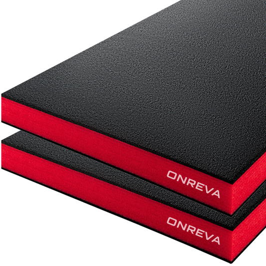 ONREVA Tool Box Foam Organizer 48x24x2 inch 2Pack, Kaizen Sheets for Pro Tool Control, Custom Tool Shadow Inserts for Cases & Drawers, High Density Polyethylene Foam, Black with Red
