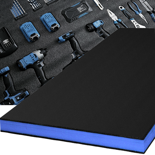 Tool Box Foam, 1PC 48x24x2 inch, Foam Inserts for Cases, Polyethylene Storage Sheets for Toolbox Hard Case, Tool Shadow Insert, Kaizen Organizer Sheet, Black with Blue