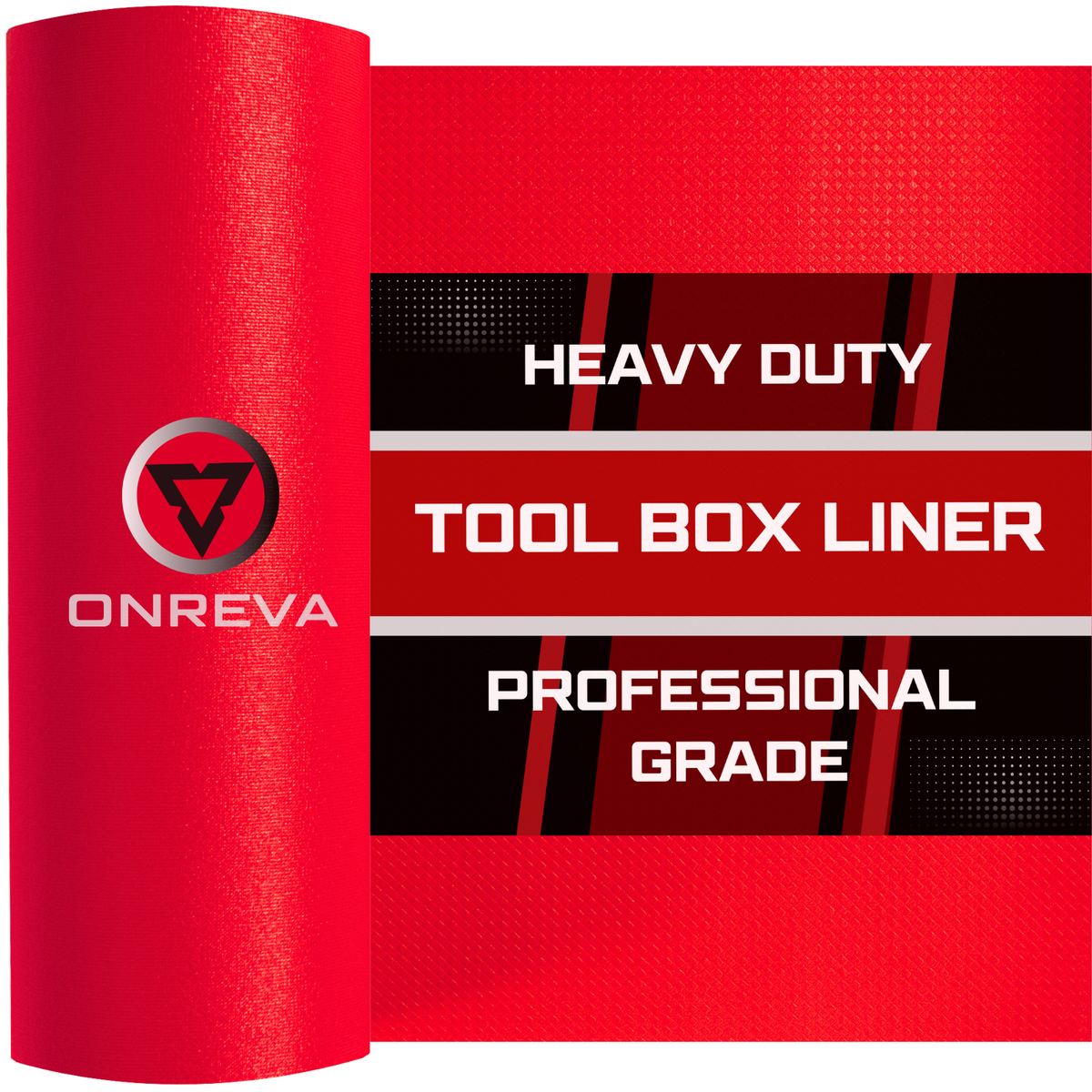 ONREVA Tool Box Liner 24 inch Wide x 24 ft Large, Thick Heavy Duty Toolbox Drawer Liners, Rolling Tool Chest Foam Mat, Shelf Rubber Mat, Non-Slip Organizer Pad for Cabinet Workbench, Red