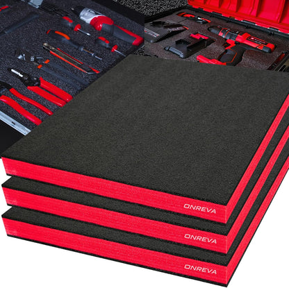 Tool Box Foam, 3Pack 22x18x1.5 inch, Foam Inserts for Cases, Polyethylene Storage Sheets for Toolbox Hard Case, Tool Shadow Insert, Kaizen Organizer Sheet