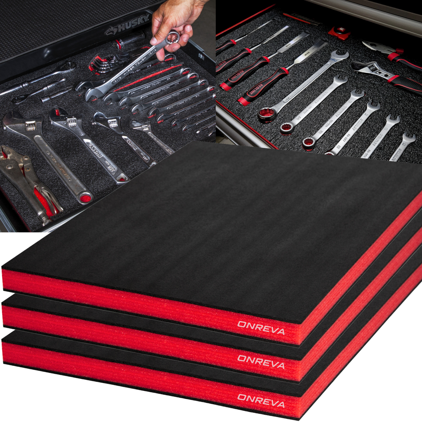 Tool Box Foam 3Pack 18x12x1 inch, Foam Inserts for Cases, Polyethylene Tool Foam Sheets, Drawer Foam Liner, Tool Box Organizers and Storage, Toolbox Shadow Organizer