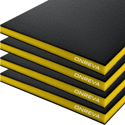 Tool Box Foam Organizer 24x16x1 inch 4 Pack, Kaizen Sheets for Pro Tool Control, Custom Tool Shadow Inserts for Cases & Drawers, High Density Polyethylene Foam, Black with Yellow