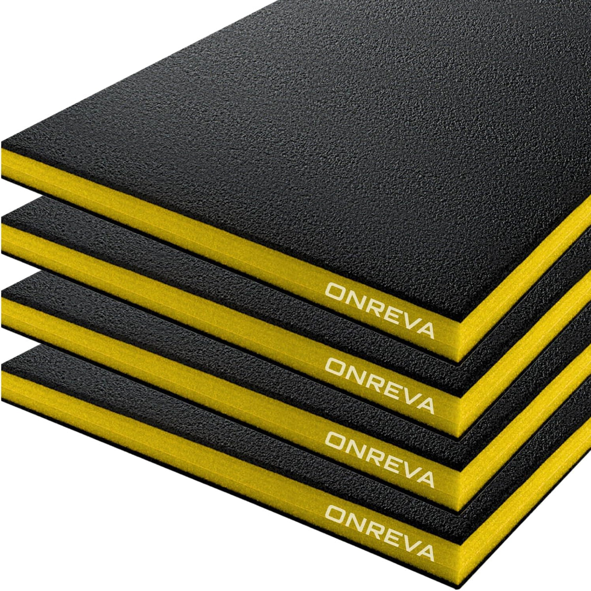 Tool Box Foam Organizer 16x12x1 inch 4 Pack, Kaizen Sheets for Pro Tool Control, Custom Tool Shadow Inserts for Cases & Drawers, High Density Polyethylene Foam, Black with Yellow