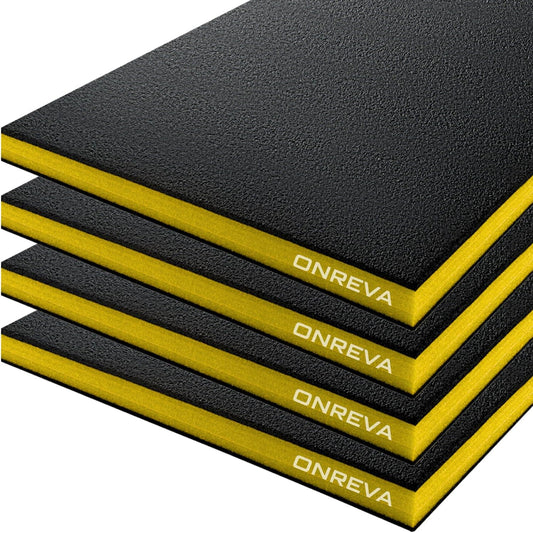 Tool Box Foam Organizer 16x12x1 inch 4 Pack, Kaizen Sheets for Pro Tool Control, Custom Tool Shadow Inserts for Cases & Drawers, High Density Polyethylene Foam, Black with Yellow