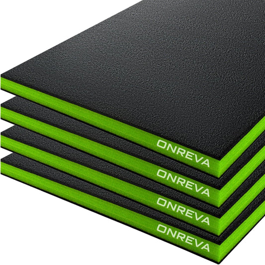 Tool Box Foam Organizer 16x12x1 inch 4 Pack, Kaizen Sheets for Pro Tool Control, Custom Tool Shadow Inserts for Cases & Drawers, High Density Polyethylene Foam, Black with Green