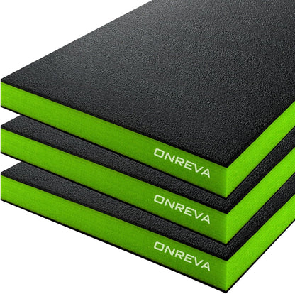 Tool Box Foam Organizer 16x12x2 inch 3 Pack, Kaizen Sheets for Pro Tool Control, Custom Tool Shadow Inserts for Cases & Drawers, High Density Polyethylene Foam, Black with Green
