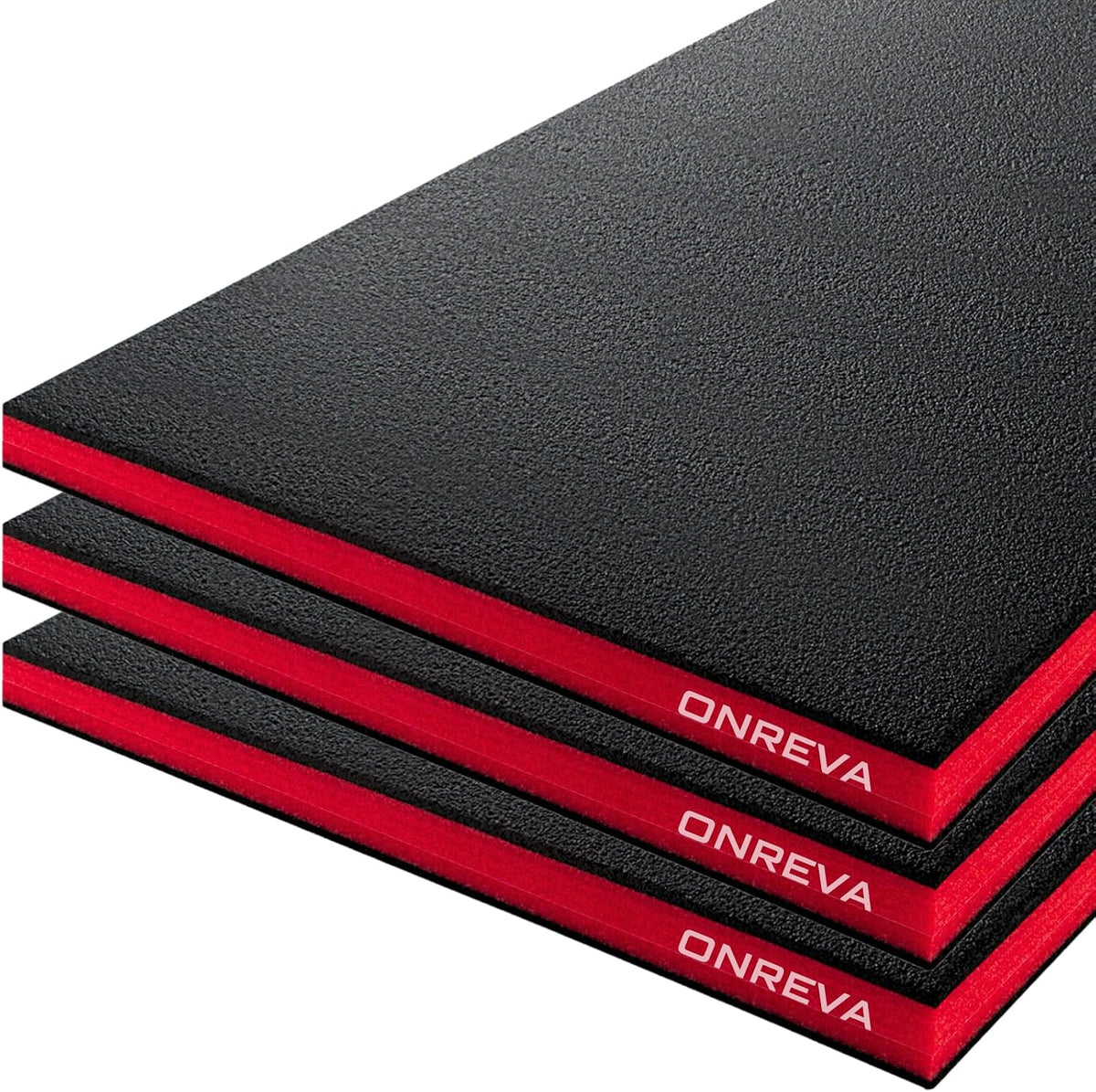 Tool Box Foam Organizer 22x14x1 Inch, 3 Pack, Kaizen Foam Sheets for Pro Tool Control, Custom Tool Shadow Inserts for Cases and Drawers, High-Density PE Foam, Black and Red