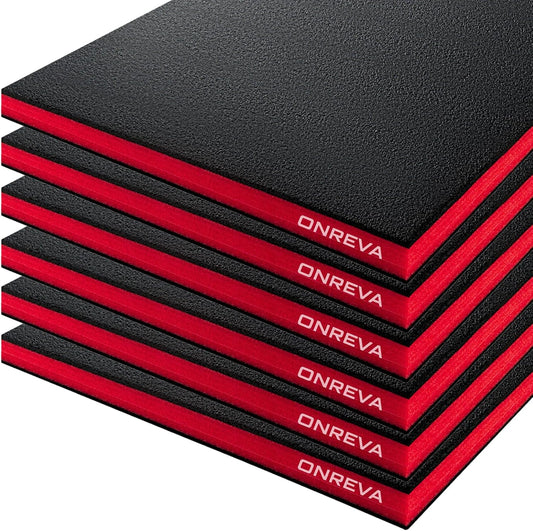Tool Box Foam Organizer 22x18x1 inch 6 Pack, Kaizen Sheets for Pro Tool Control, Custom Tool Shadow Inserts for Cases & Drawers, High Density Polyethylene Foam, Black with Red