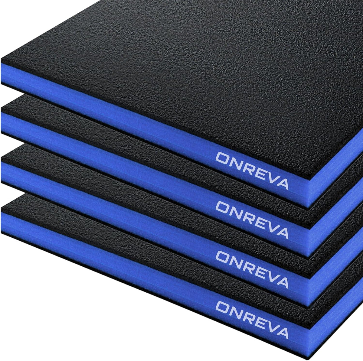 Tool Box Foam Organizer 24x24x1 inch 4 Pack, Kaizen Sheets for Pro Tool Control, Custom Tool Shadow Inserts for Cases & Drawers, High Density Polyethylene Foam, Black with Blue