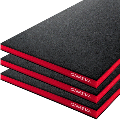 ONREVA Tool Box Foam Organizer 30x22x1 inch 3Pack, Kaizen Sheets for Pro Tool Control, Custom Tool Shadow Inserts for Cases & Drawers, High Density Polyethylene Foam, Black with Red