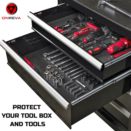 Tool Box Liner 16 inch Wide x 18 ft Large, Thick Heavy Duty Toolbox Drawer Liners, Rolling Tool Chest Liner Foam, Shelf Rubber Mat, Red Non-Slip Organizer Liner for Cabinet, Workbench