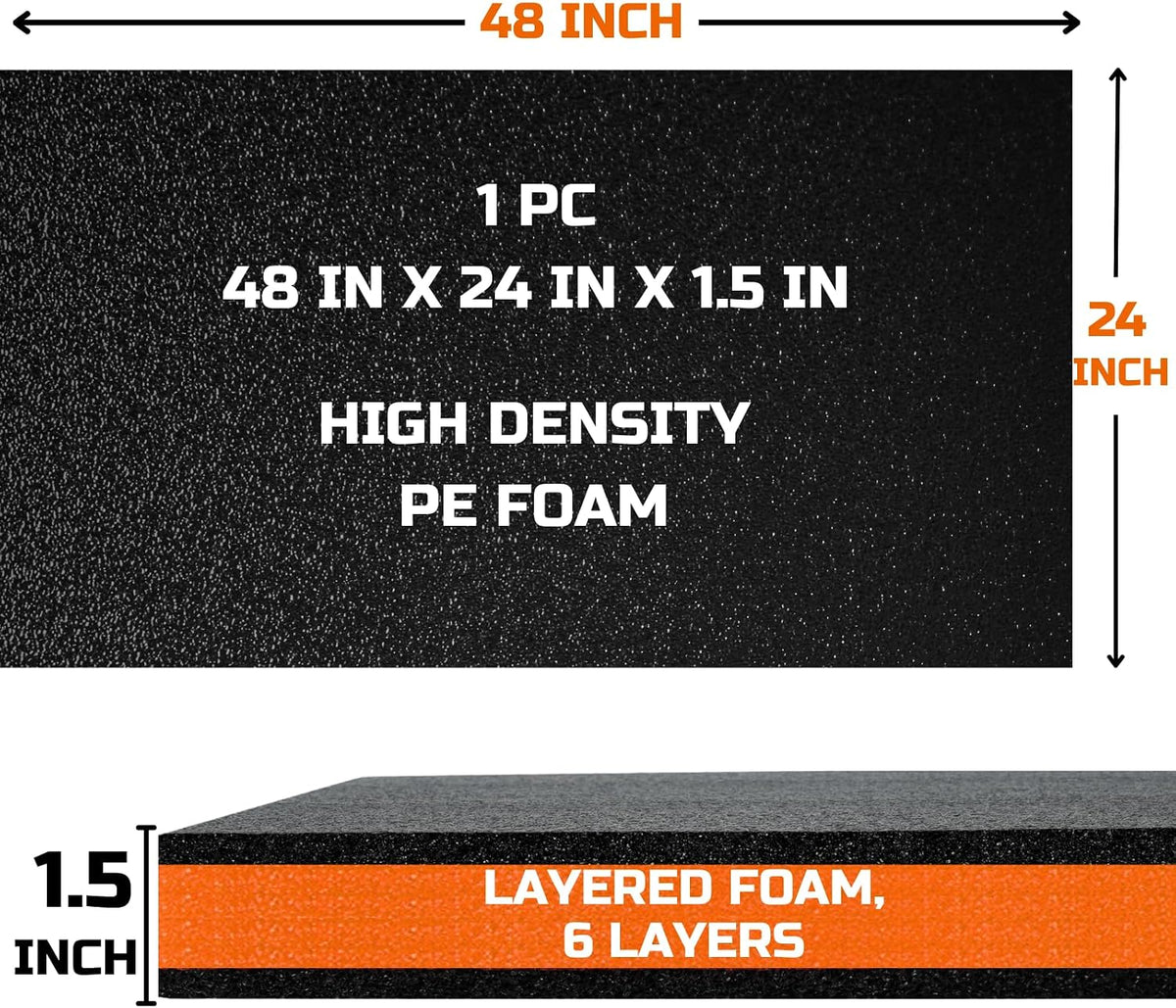ONREVA Tool Box Foam Organizer 48x24x1.5 inch 1PC, Kaizen Sheets for Pro Tool Control, Custom Tool Shadow Inserts for Cases & Drawers, High Density Polyethylene Foam, Orange