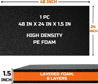 ONREVA Tool Box Foam Organizer 48x24x1.5 inch 1PC, Kaizen Sheets for Pro Tool Control, Custom Tool Shadow Inserts for Cases & Drawers, High Density Polyethylene Foam, Orange