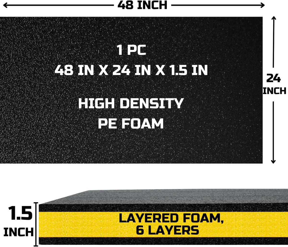 ONREVA Tool Box Foam Organizer 48x24x1.5 inch 1PC, Kaizen Sheets for Pro Tool Control, Custom Tool Shadow Inserts for Cases & Drawers, High Density Polyethylene Foam, Yellow