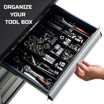 Tool Box Organizer Tray Divider Set, Expandable Large Toolbox Storage Tray Kit, Rolling Tool Chest Drawer Bins, Hardware Screwdrivers Pliers Organization, 2pcs low profile Trays